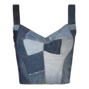 Denim Patchwork Kvinders Topwear