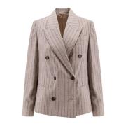 Dobbeltbrystet stribet uld blazer