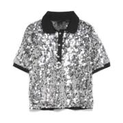 Sort Mesh Polo Sequin T-shirt