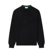 Sort Merinould V-Hals Pullover