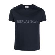 Navy Blue Logo Print T-shirt