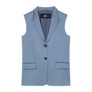 Satin Blazer Vest Smoky Blue