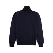 Blå Turtleneck Uldstrik Sweater