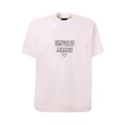 Hvid Crew-neck T-shirt med Print