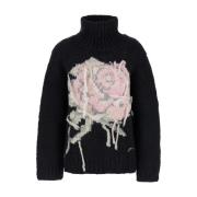 Grafisk Uld Turtleneck Sweater