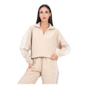 Beige Half-Zip Polarf Sweatshirt til Kvinder