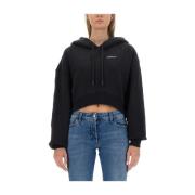 Hvid Cropped Hoodie til Kvinder