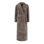 Taupe Shearling Vinterfrakke