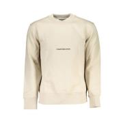 Beige Sweatshirt med Rund Hals og Lange Ærmer