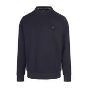 Blå Crew Neck Sweatshirt med Monogram Patch