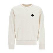 Melange crew-neck sweatshirt med flocked logo