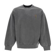 Børstet Bomuld Crewneck Sweatshirt