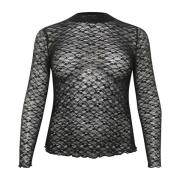 Elegant Mesh Top med Blonde Detalje