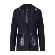 Sporty Jersey Blazer med Materiale Mix