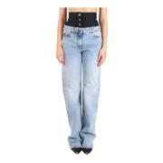 bomuld straight leg jeans med neopren korset