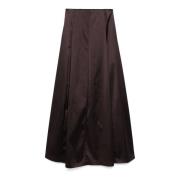 Brun Satin Maxi Nederdel