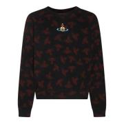 Sort bomulds sweater med Orb print