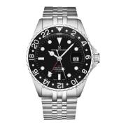 Schweizisk Armbåndsur Diver GMT Automatisk ur til mænd, Sort med Dato, Rustfrit Stål 42 mm 17572.2237