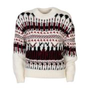 Geometrisk Sweater i Hvid Alpaka Blanding