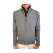 Blå Merino Zip Cardigan