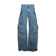 Blå Denim Wide Leg Jeans