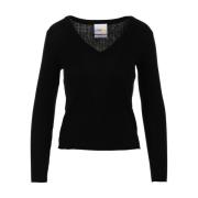 Sort Ribbet Slim Sweater