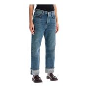 Mørk Vintage Lavtaljede Straight Jeans