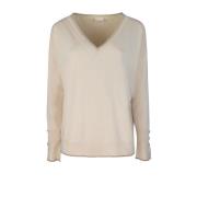 Hvid Sweater med Lurex Detaljer