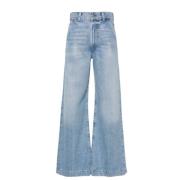 Wide-leg Jeans i Vasket Denim