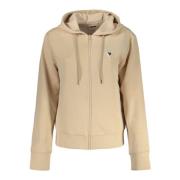 Beige Hoodie med Lynlås og Logo