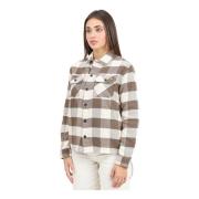 Beige Langærmet Flannel Skjorte