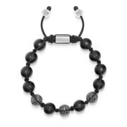 Men's Trio Black Diamond Beaded Bracelet with Matte Onyx and Sterling Silver