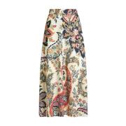 Paisley Print High-Waisted Flared Nederdel