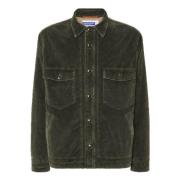 Grøn Corduroy Overshirt med Teddy Foring