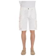 Hvid Linned Bermuda Shorts Komfort