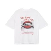 Læber Print Oversized Bomuld T-shirt