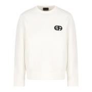 Hvid Sweater Langærmet Broderet Logo