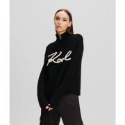 Sort strikket sweater med logoaccent