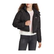 Sort Cropped Puffer Alaska Frakke