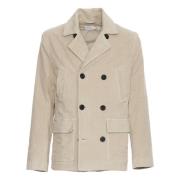 Beige Corduroy Caban Jacket