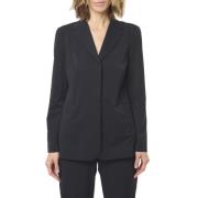 Sort Jersey Blazer med Laser-Cut Kanter