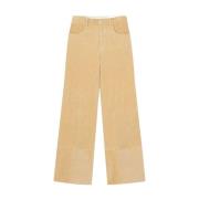 Creme Corduroy Wide Leg Bukser