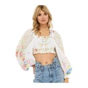 Hvid Blomstret Crop Top