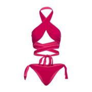 Halter Bikini Sæt i Fuchsia