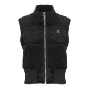 Sort Velvet Gilet med Strass Logo