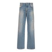 Løstsiddende blå denim jeans