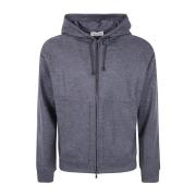 Grå Fullzip Hoodie med Lange Ærmer