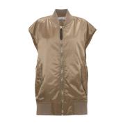 Beige Bomber Vest Oversize Cut