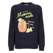 Blå Crew Neck Sweater med Moscow Glass Broderi