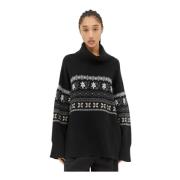 Grafisk Jacquard Uld T-Neck Sweater